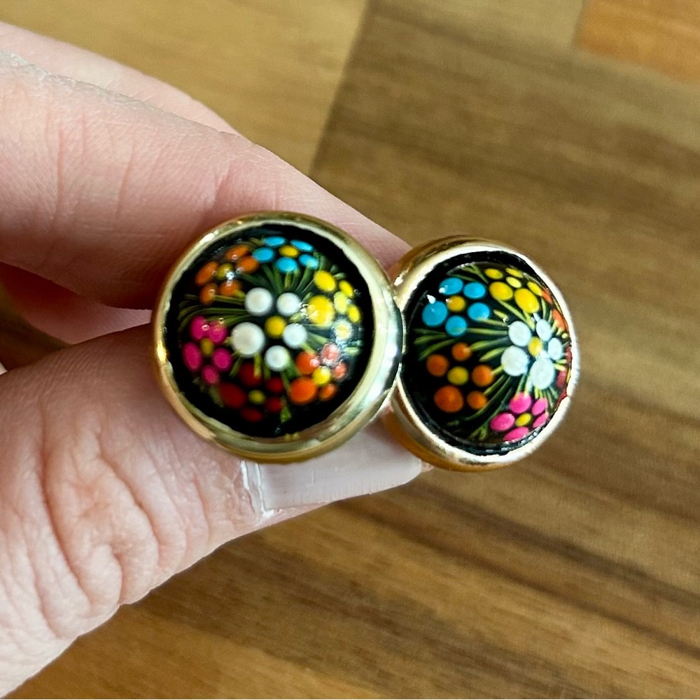 Hand painted faux gold earrings